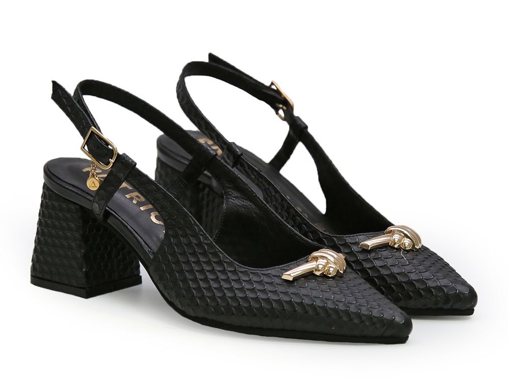 Alternative view of Zapatilla de tacon en cuero negro