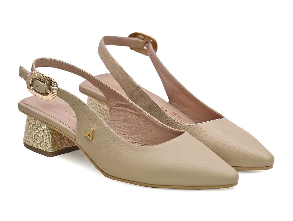 Alternative view of Zapatilla de tacon en cuero pardo