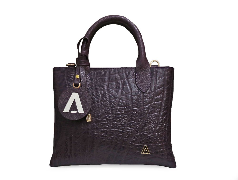 Bolso en cuero ciruela