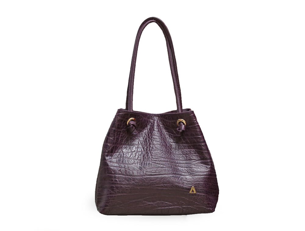 Bolso en cuero ciruela
