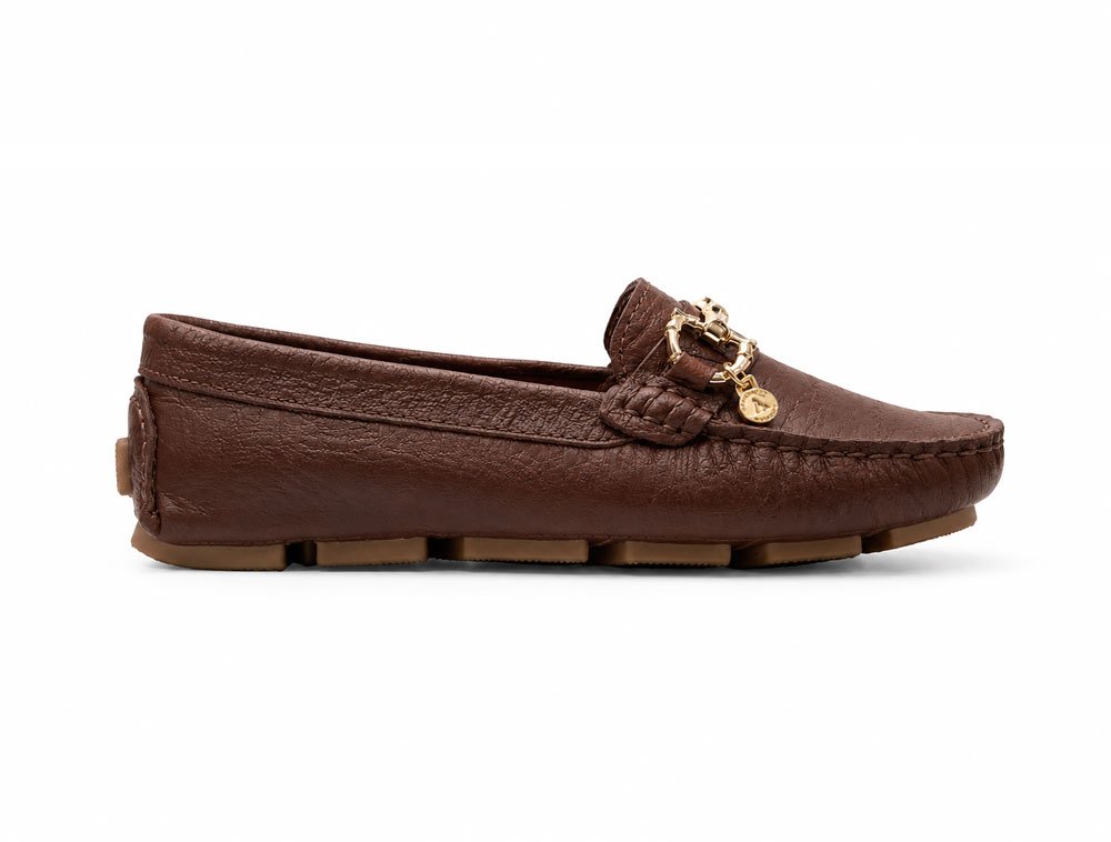 Mocasin en cuero cafe