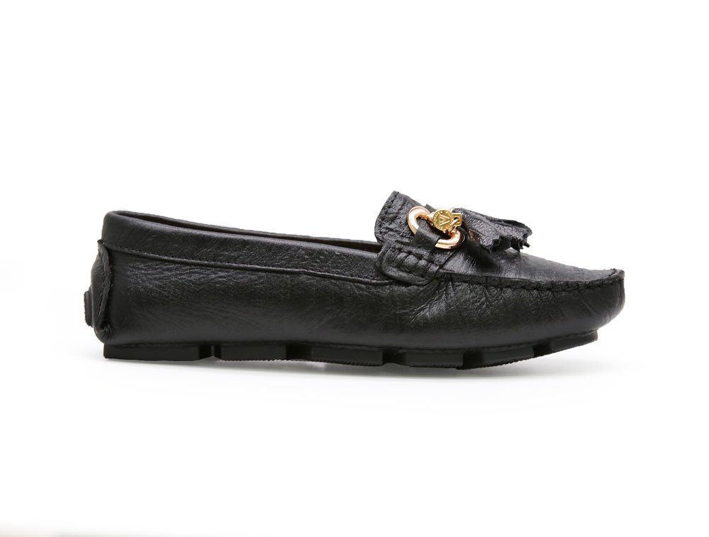 Mocasin en cuero negro