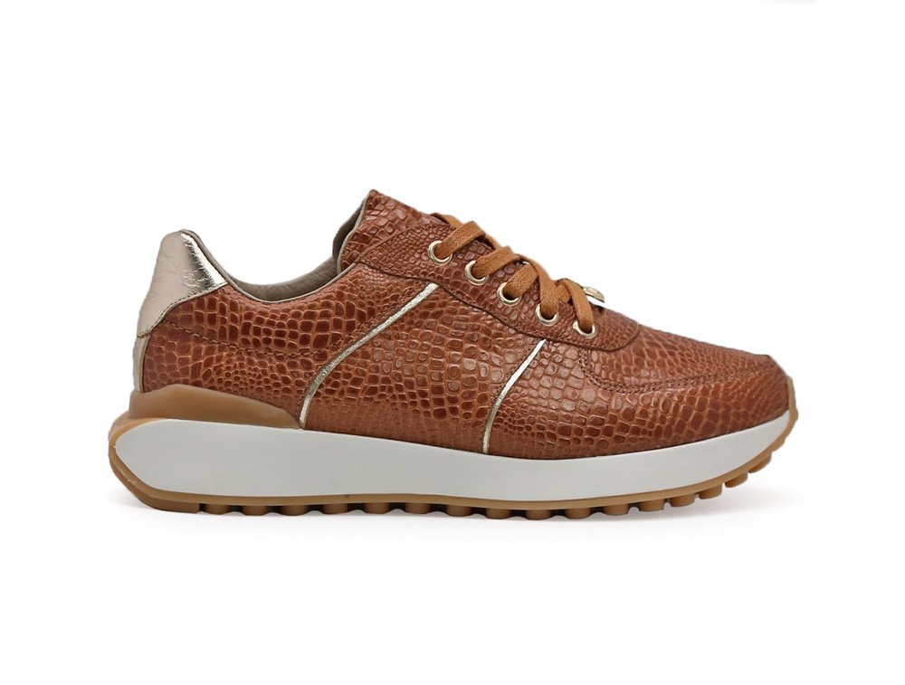 Tenis en cuero miel