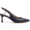 Zapatilla de tacón en cuero azul