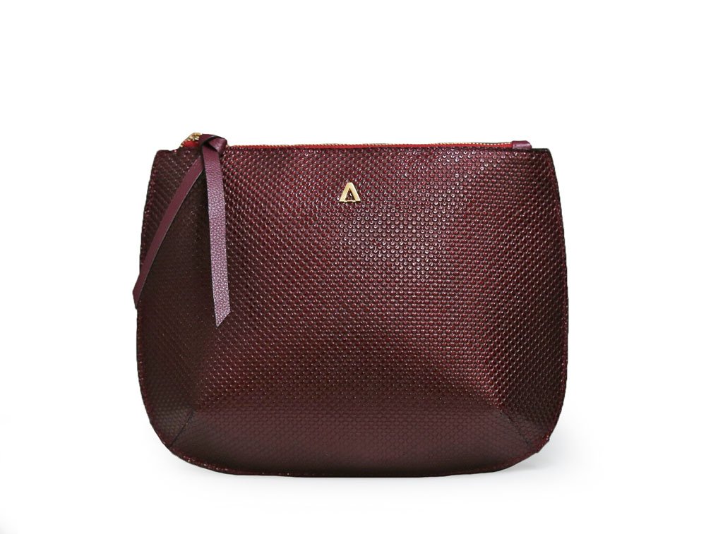 Bolso en cuero vinotinto