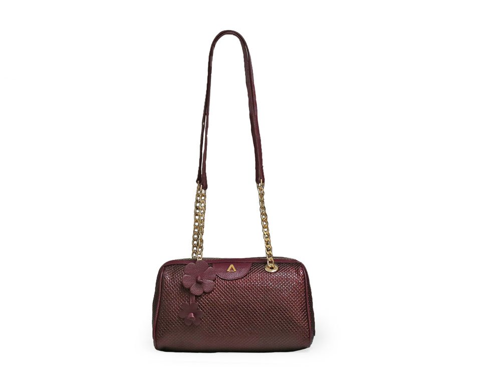 Bolso en cuero ciruela