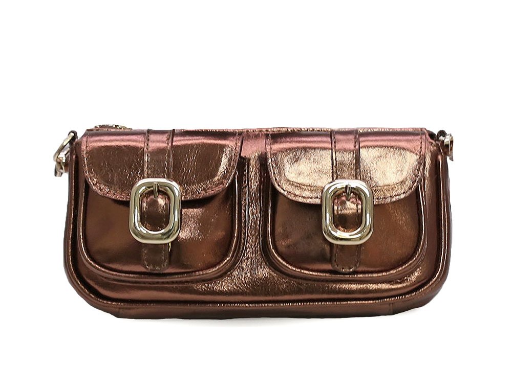 Bolso en cuero bronce