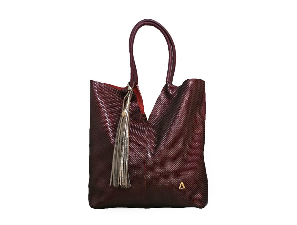Bolso en cuero ciruela
