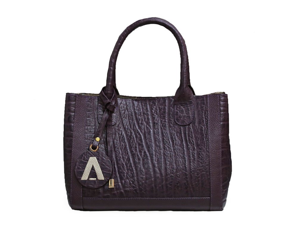 Bolso en cuero ciruela