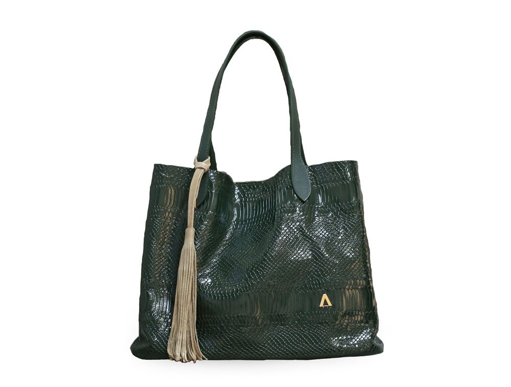 Bolso en cuero verde