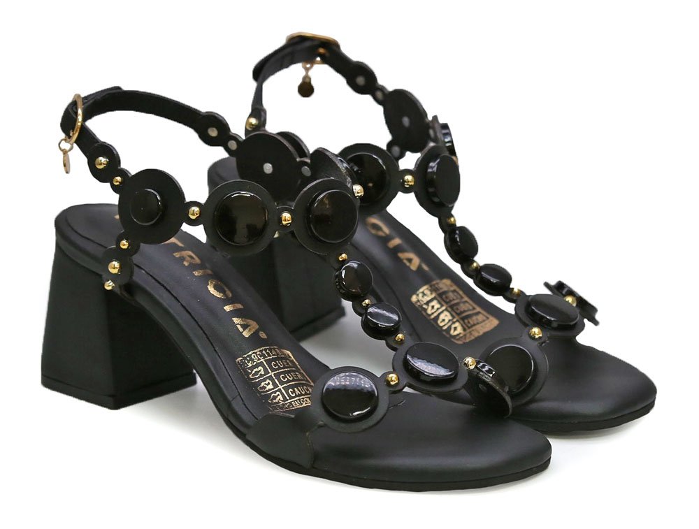 Alternative view of Sandalia en cuero negro