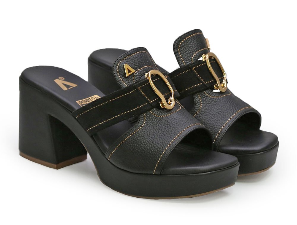 Alternative view of Sandalia en cuero negro