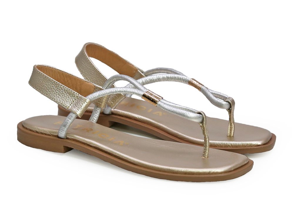 Alternative view of Sandalia en cuero oro