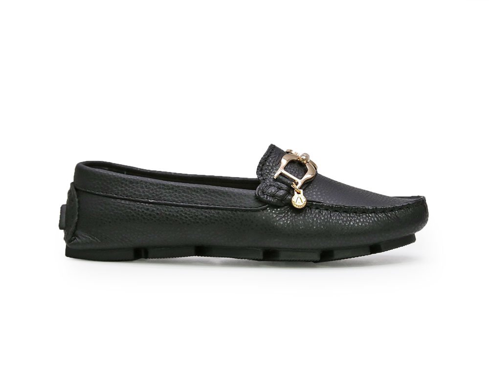 Mocasín en cuero negro