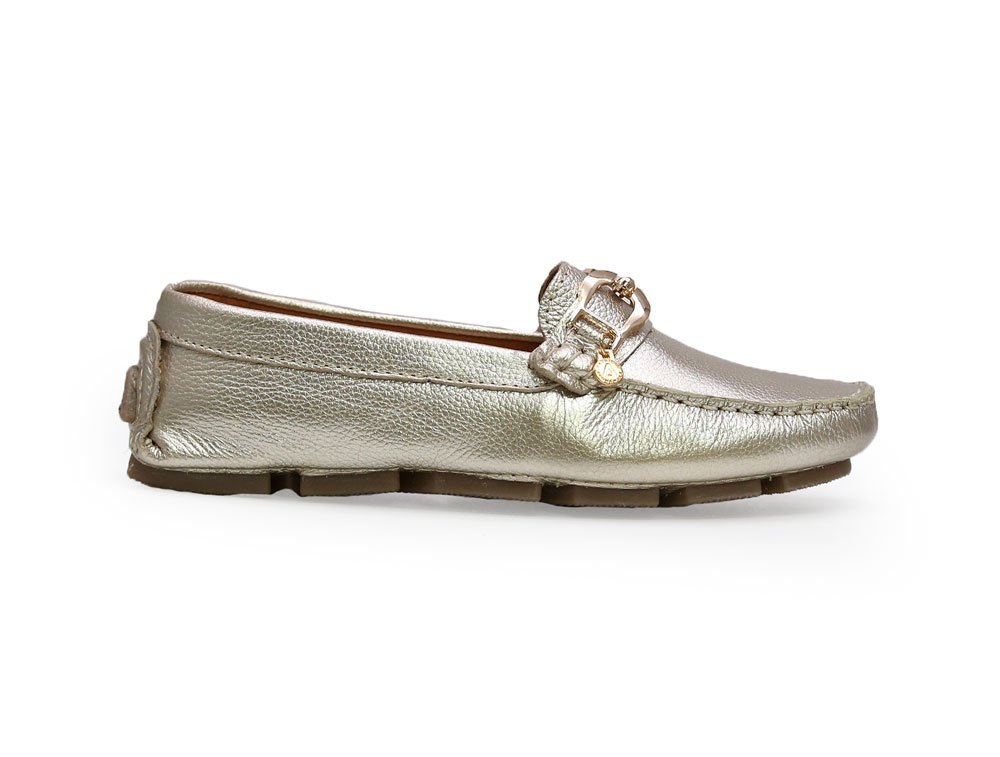 Mocasin en cuero oro