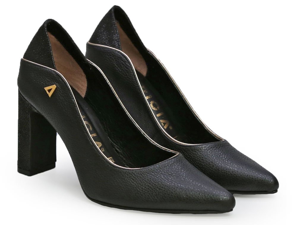 Alternative view of Zapatilla de tacon en cuero negro