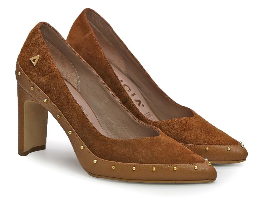 Alternative view of Zapatilla de tacon en cuero miel