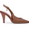 Zapatilla de tacon en cuero miel