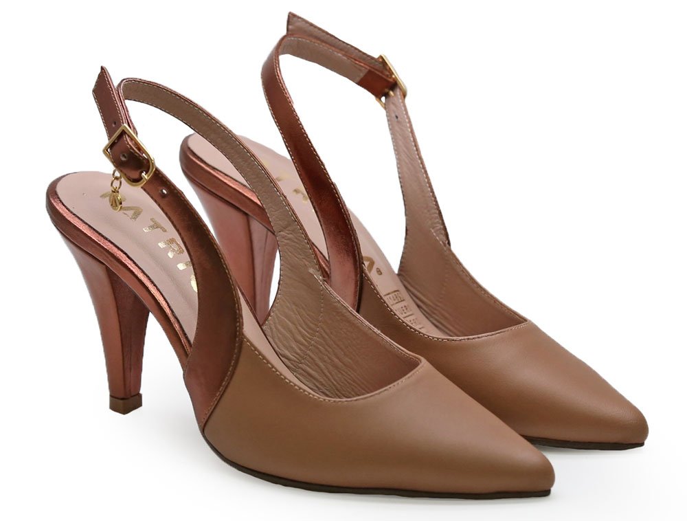 Alternative view of Zapatilla de tacon en cuero miel