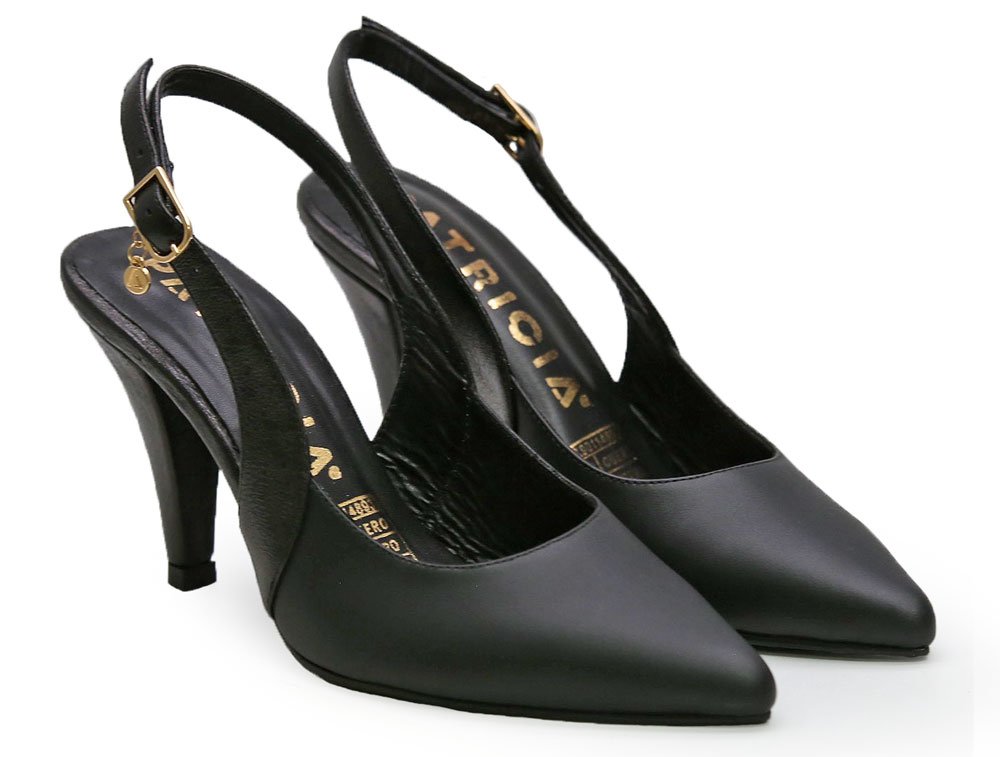 Alternative view of Zapatilla de tacon en cuero negro