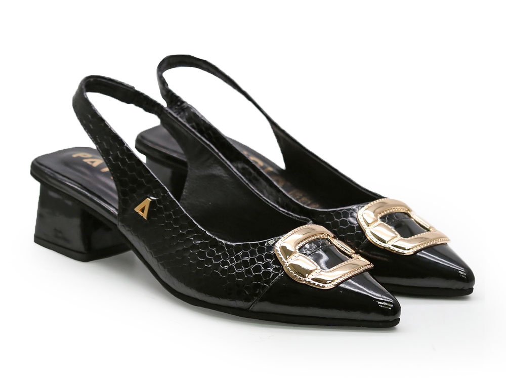 Alternative view of Zapatilla de tacon en cuero negro