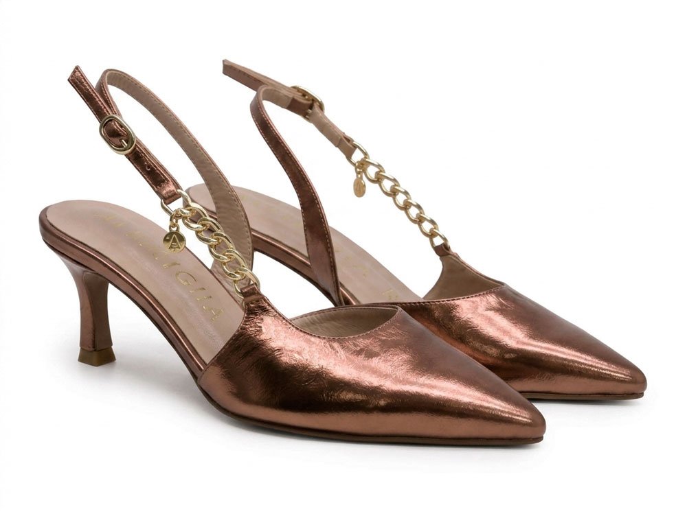 Alternative view of Zapatilla de tacon en cuero bronce