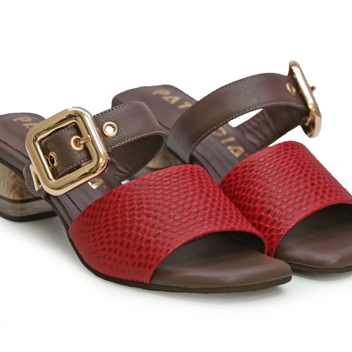 Alternative view of Sandalia en cuero rojo