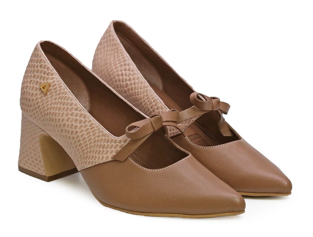 Alternative view of Zapatilla de tacon en cuero nude