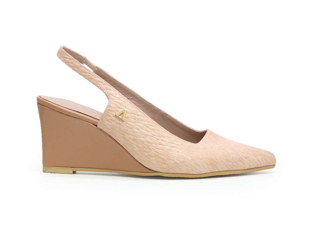 Zapatilla de tacon en cuero nude