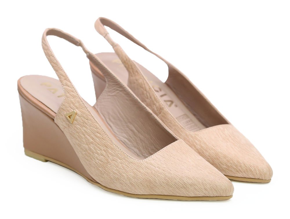 Zapatilla de tacon en cuero nude - Imagen 2