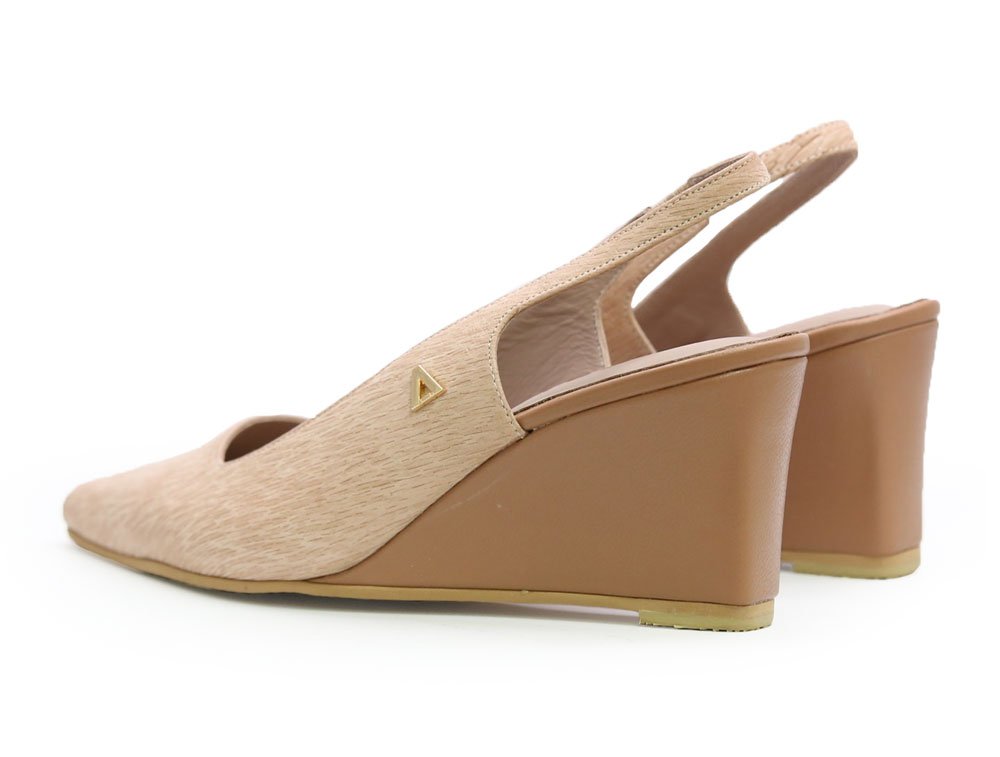 Zapatilla de tacon en cuero nude - Imagen 3