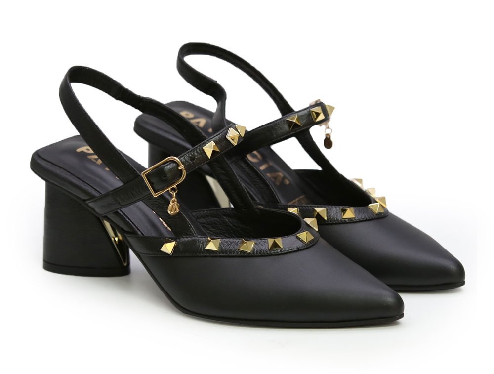 Alternative view of Zapatilla de tacon en cuero negro