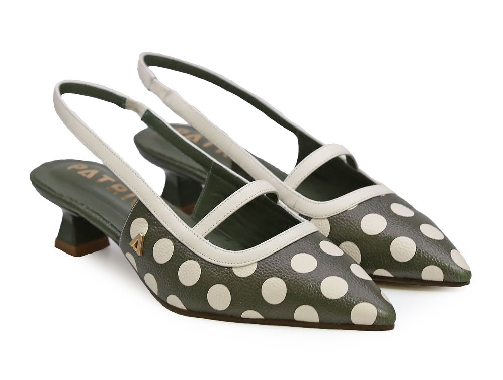 Alternative view of Zapatilla de tacón en cuero verde