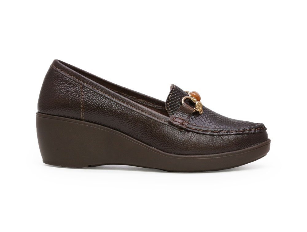 Mocasin en cuero castaño
