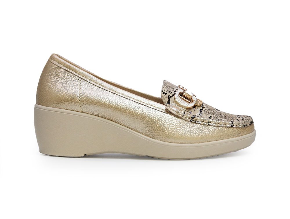 Mocasín en cuero oro