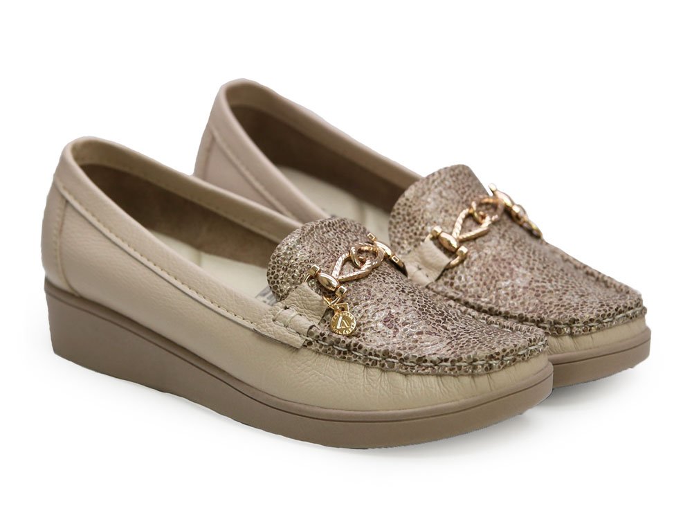 Alternative view of Mocasín en cuero beige